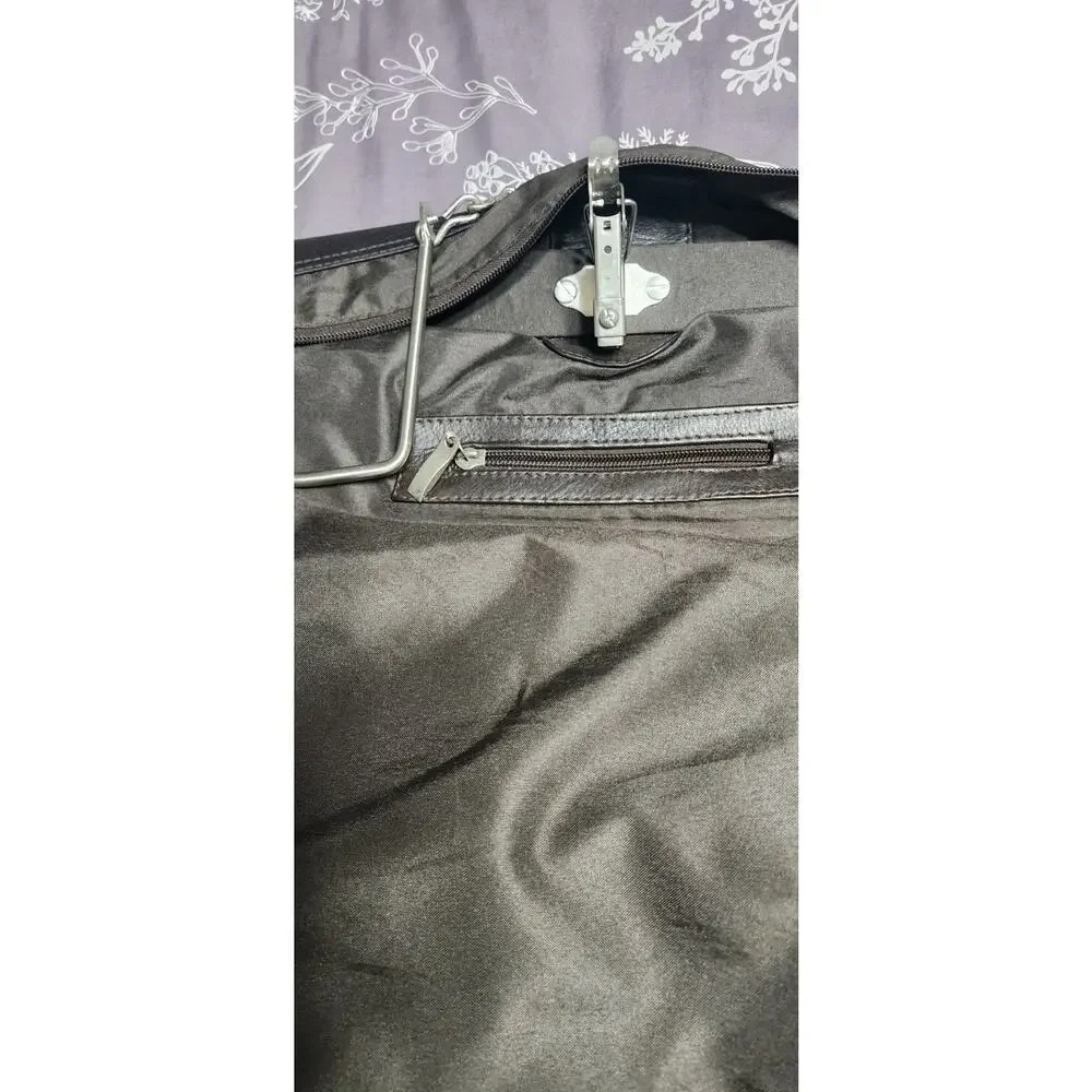 Unbranded Dark Brown Leather Hanging Garment Bag Luggage Made In‎ Columbia